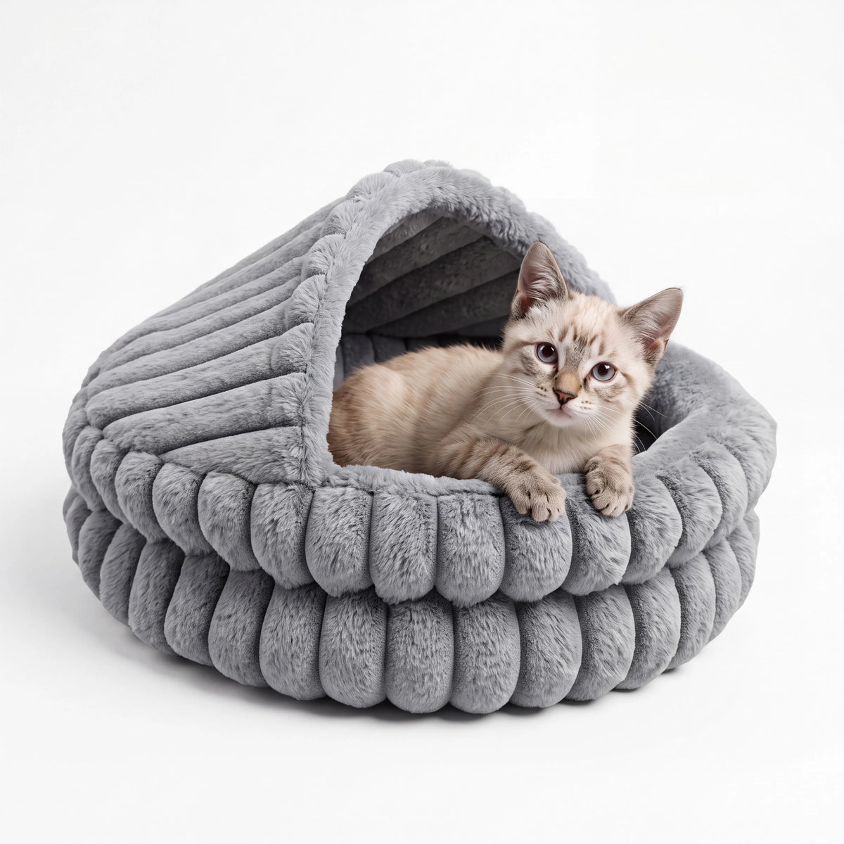 Soft Hooded Cat Cave Bed.