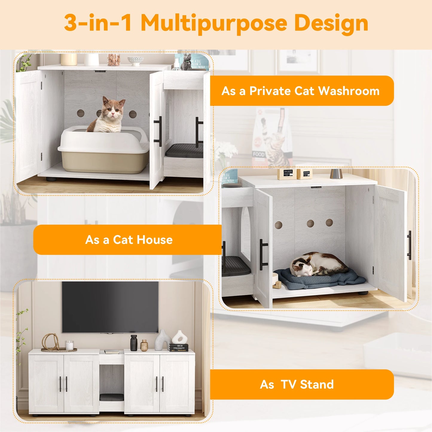 Double-Room Cat Litter Box.