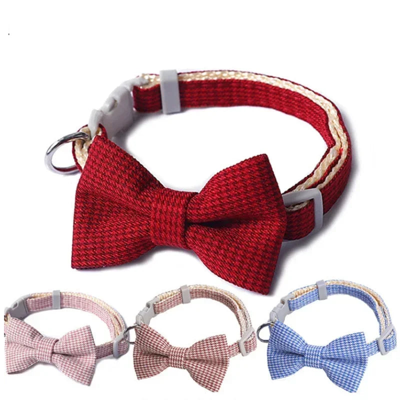 Bow Plaid Pet Collar.