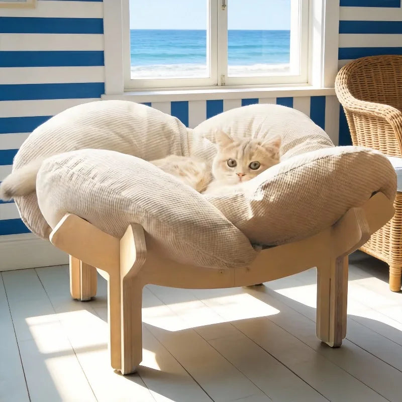 Wooden High Leg Cat Bed.