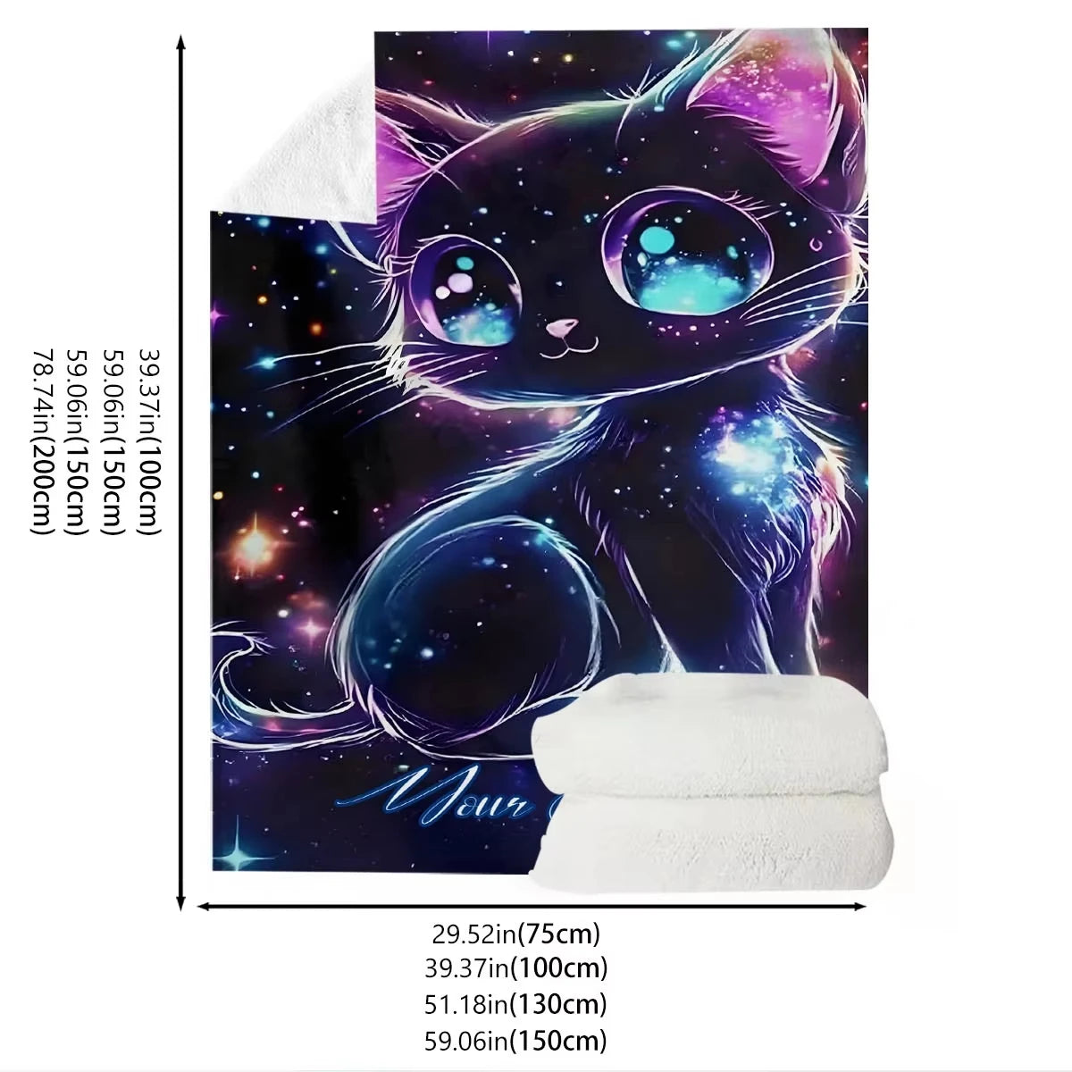 Customizable Name Galaxy Cat Pattern Blanket.