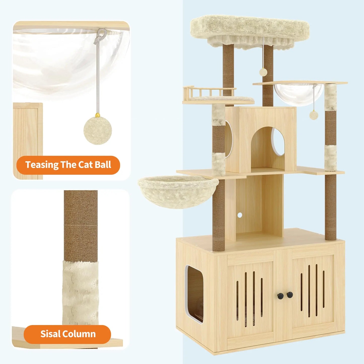 Cat Tree With Litter Box Enclosure.