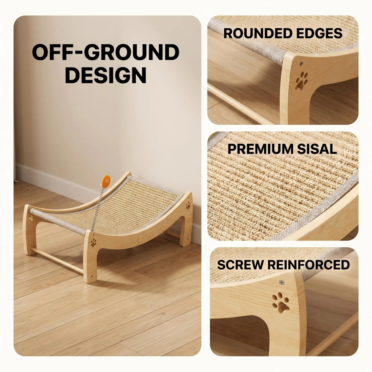 Wooden Cat Scratcher Lounge Bed.