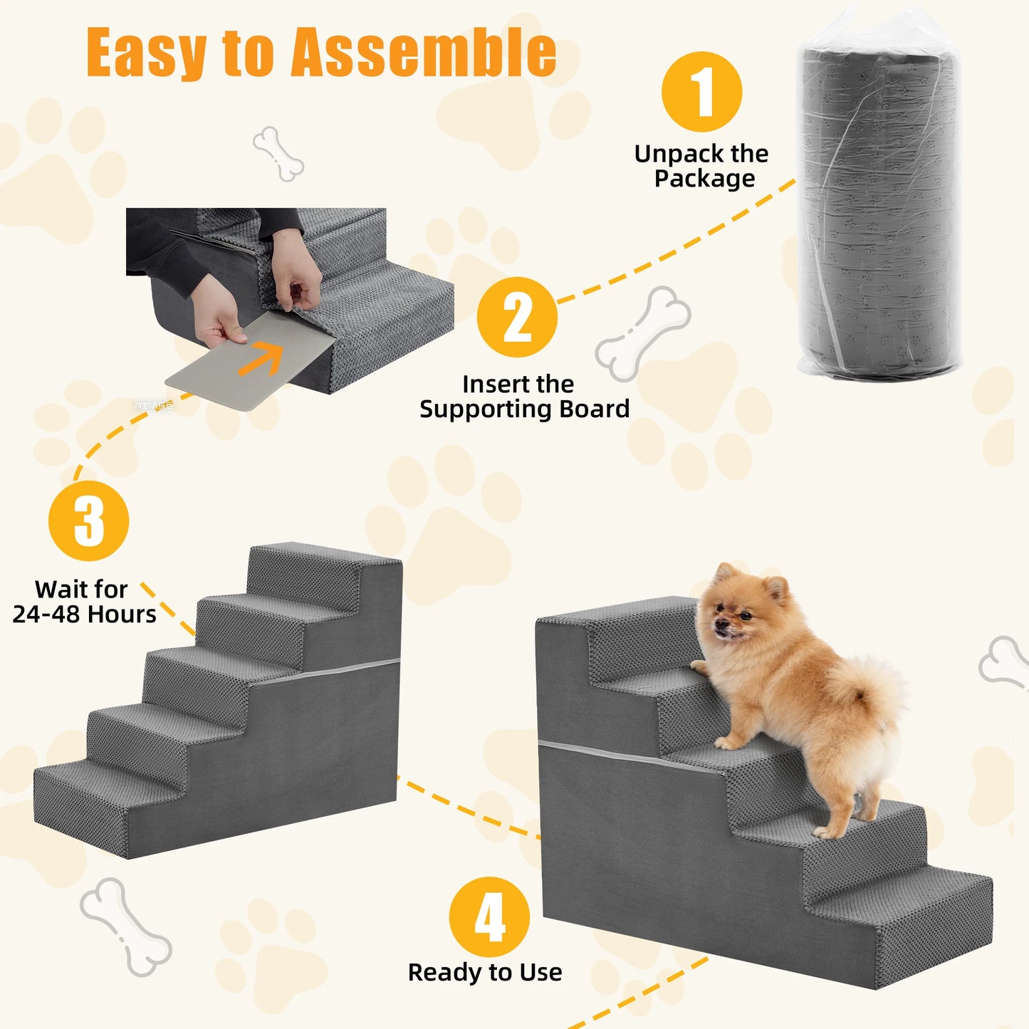3-5 Steps Foam Dog Stairs.