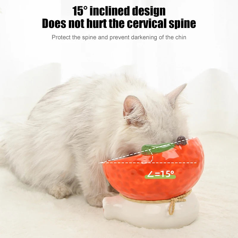Tilted Cat Fruit Ceramic Bowl.