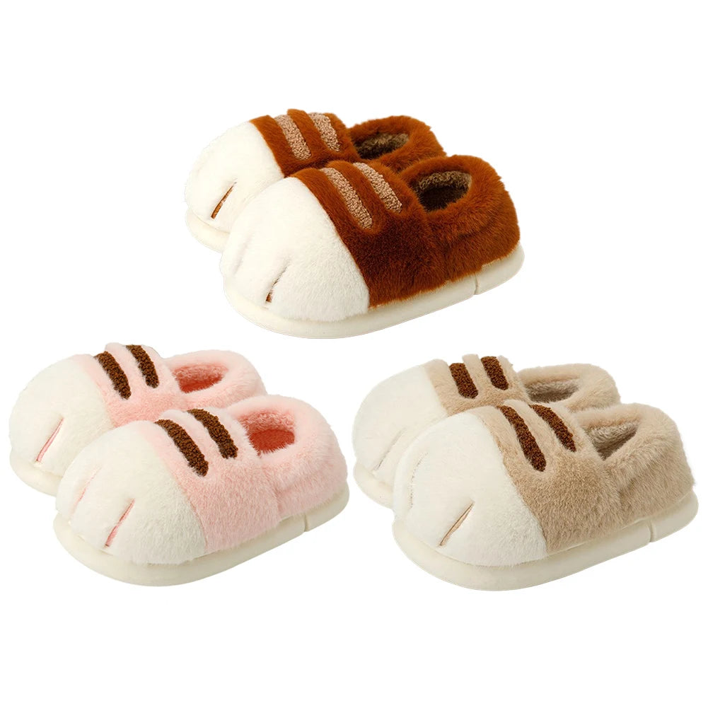 3D Cat Paw Plush Slippers.