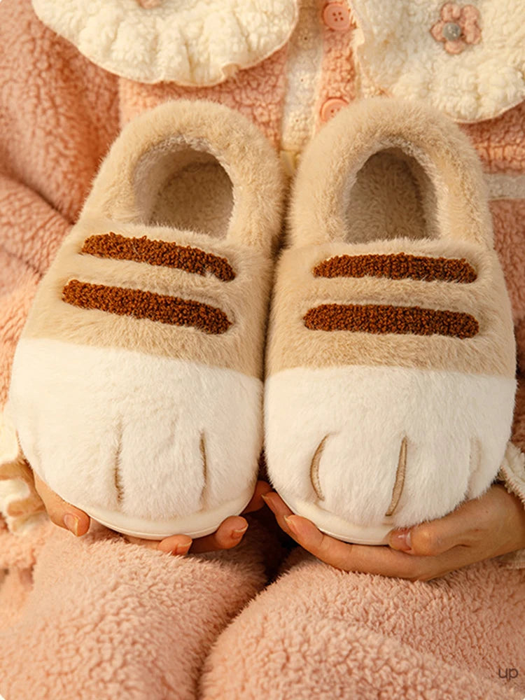 3D Cat Paw Plush Slippers.