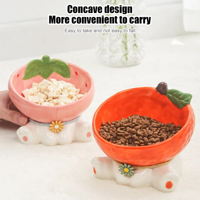 Tilted Cat Fruit Ceramic Bowl.