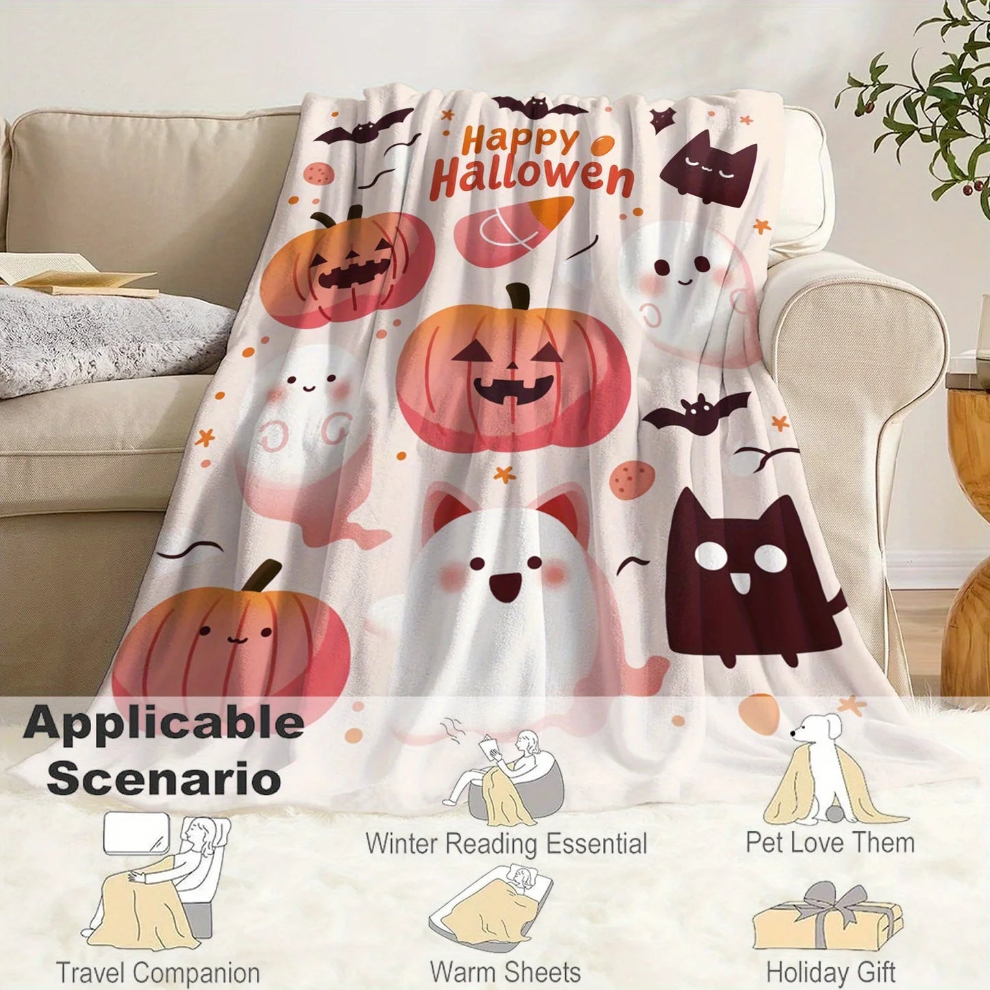 Halloween Ghost Pumpkin Cat.