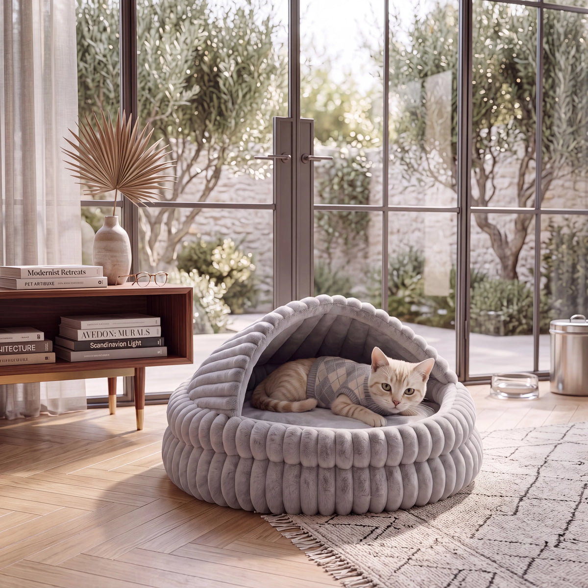 Soft Hooded Cat Cave Bed.