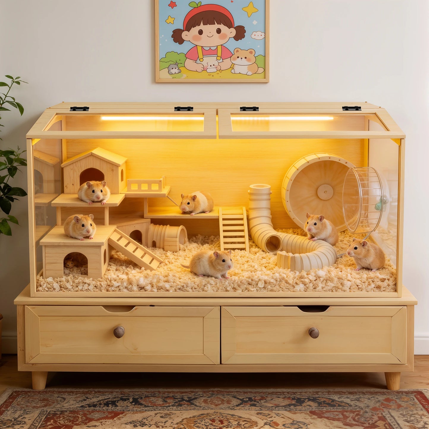 Large Wooden Hamster Cage.