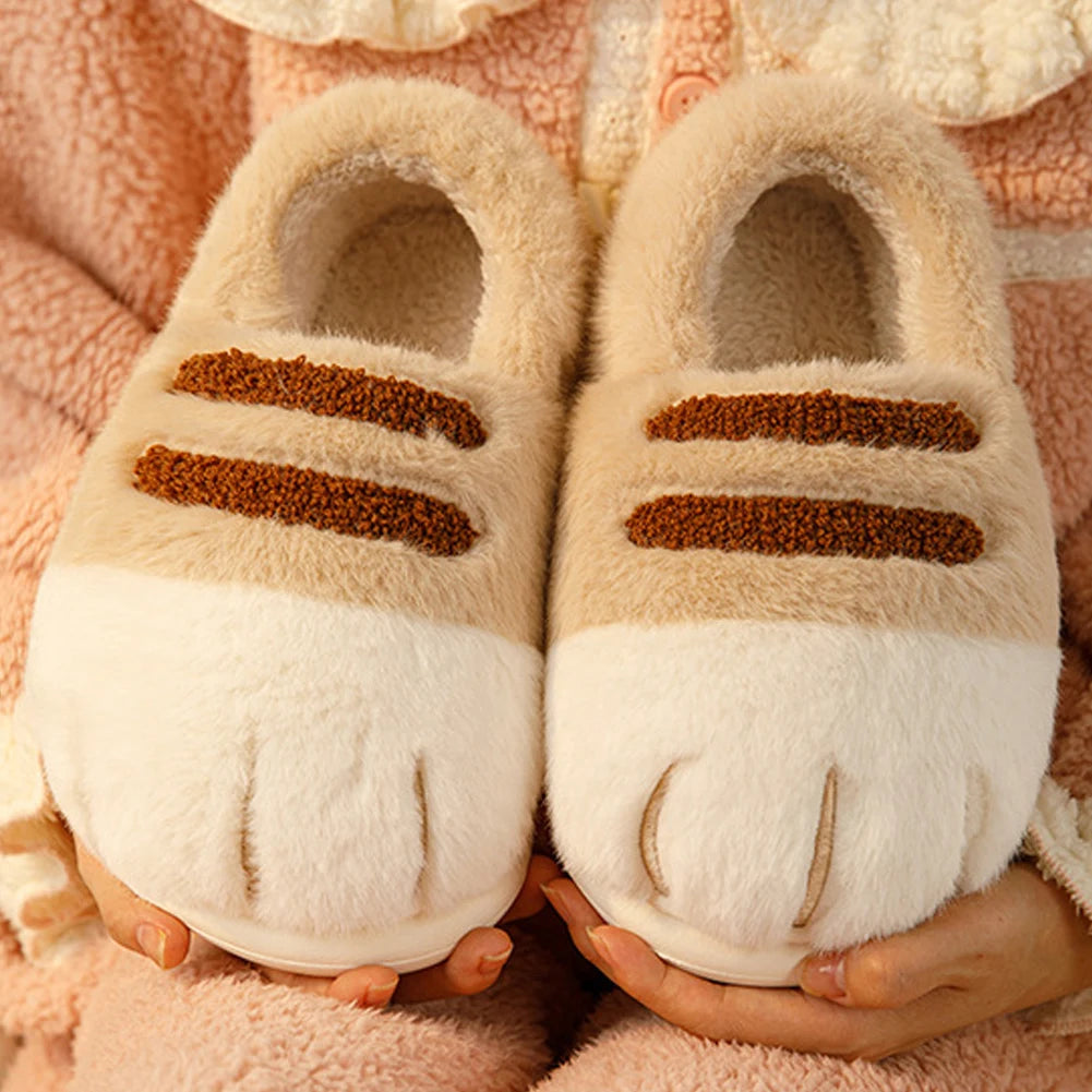 3D Cat Paw Plush Slippers.