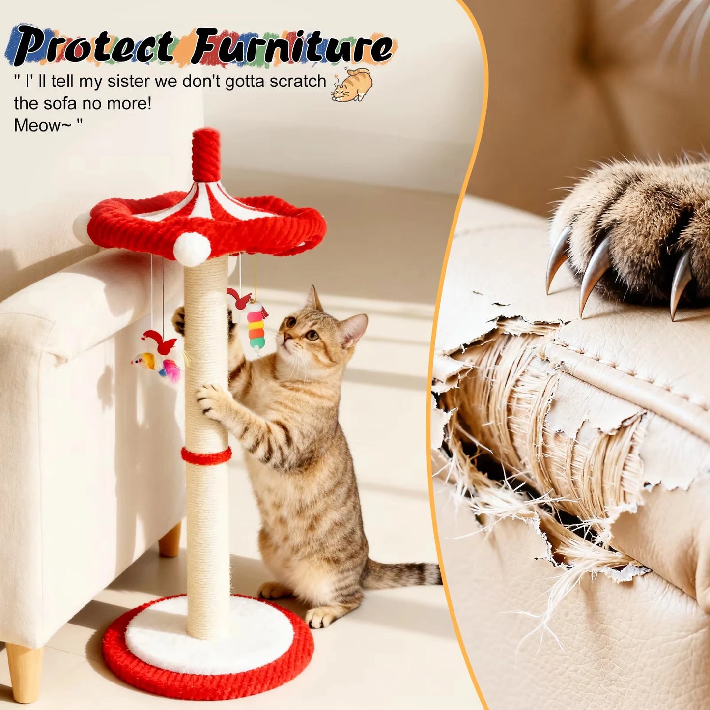 Rotating Interactive Cat Scratching Post.