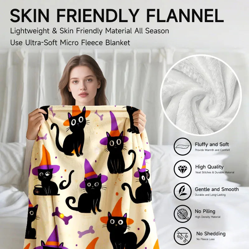 Halloween-themed Black Cat Blanket.