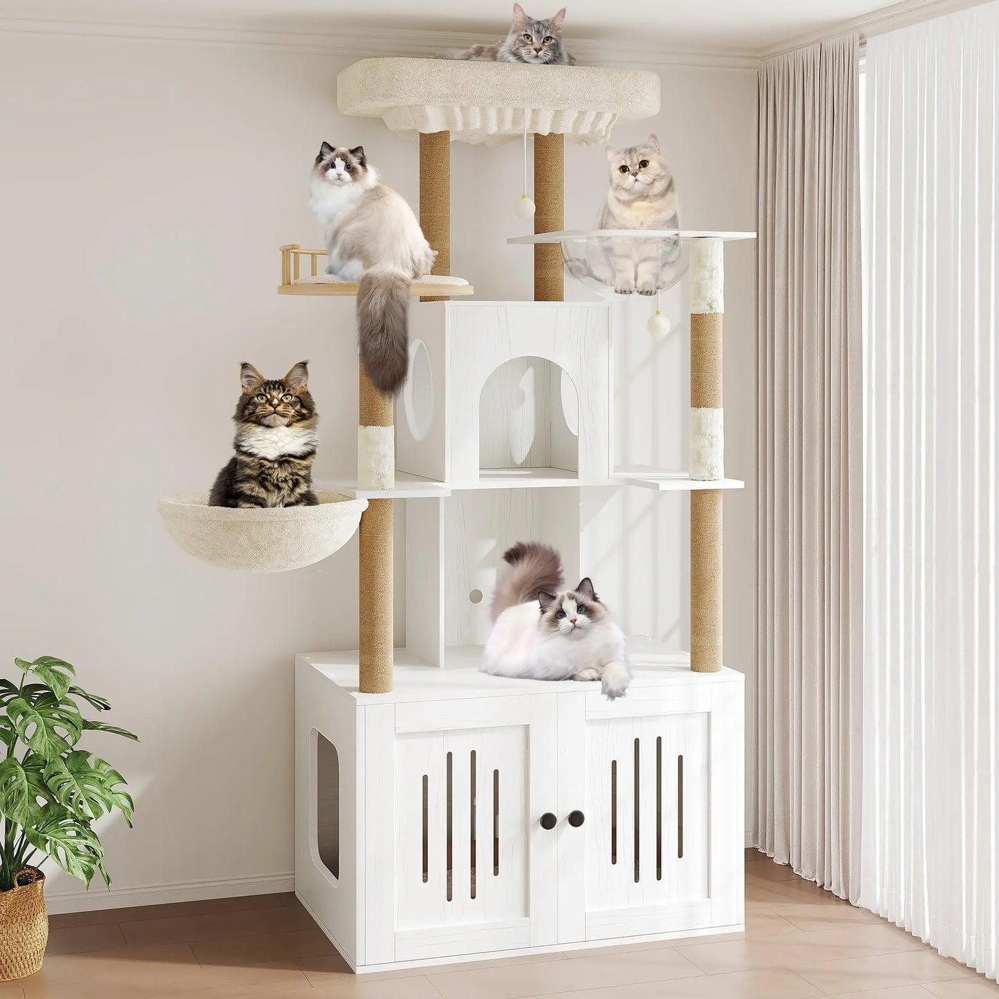 Cat Tree With Litter Box Enclosure.