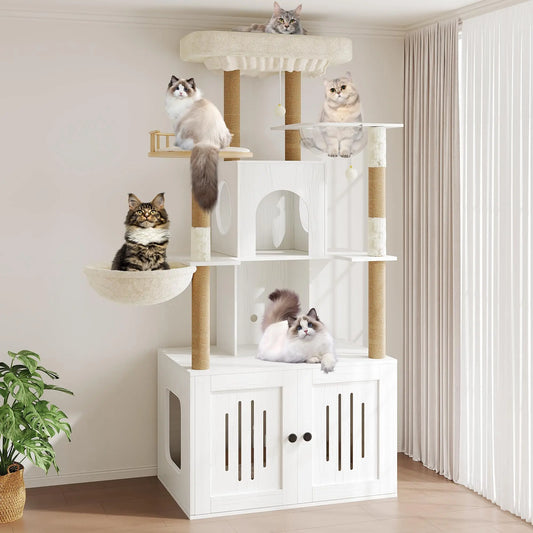 Cat Tree With Litter Box Enclosure.