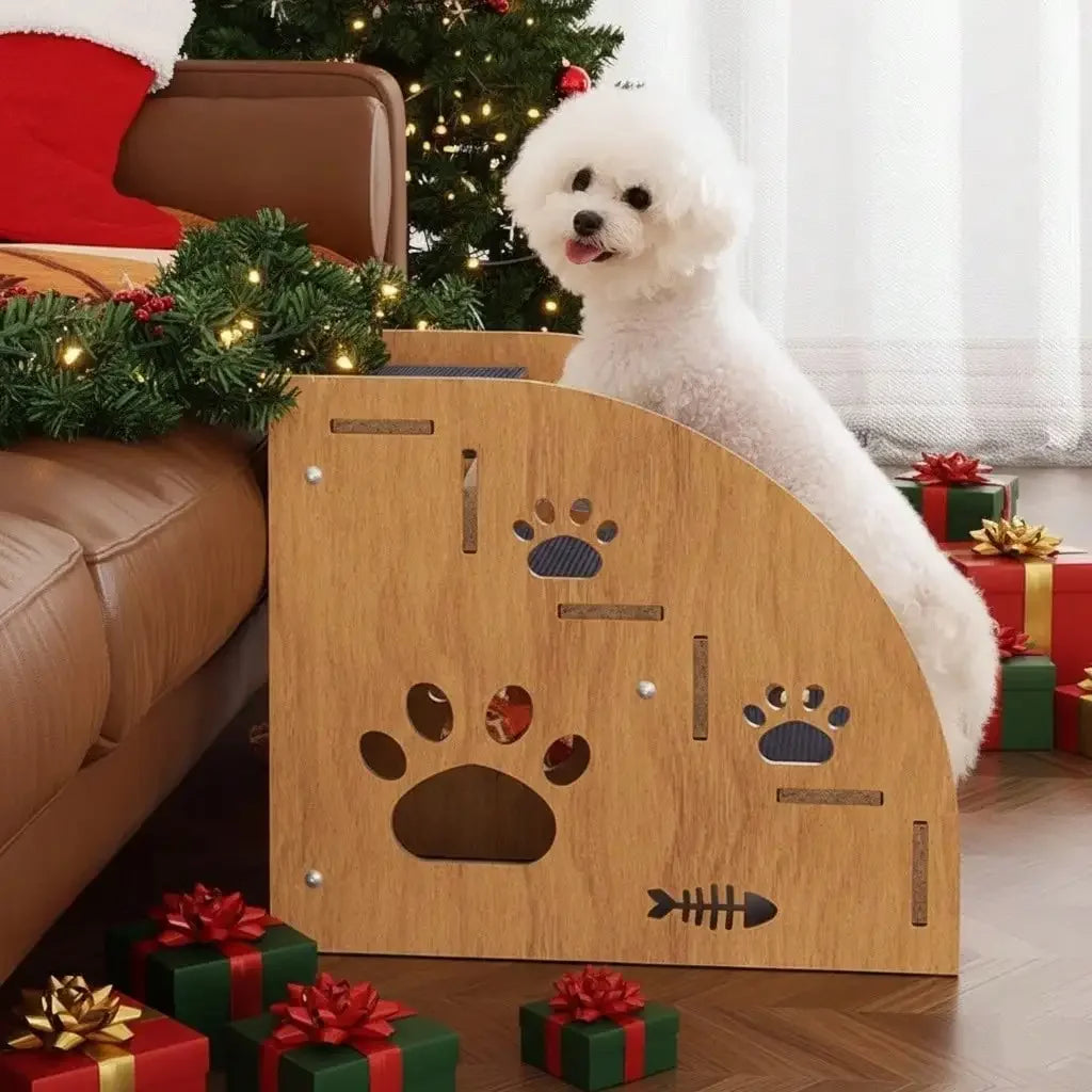 Sturdy Wooden Dog Stairs for High Beds.
